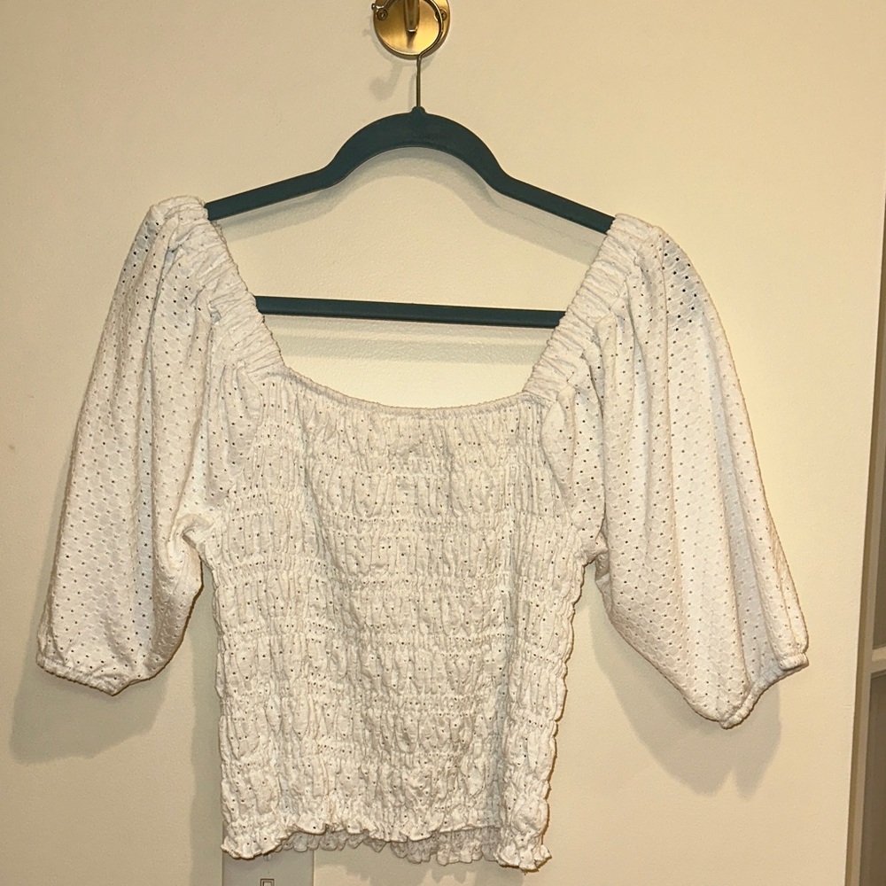 Steve Madden White Eyelet Women's Top (L)